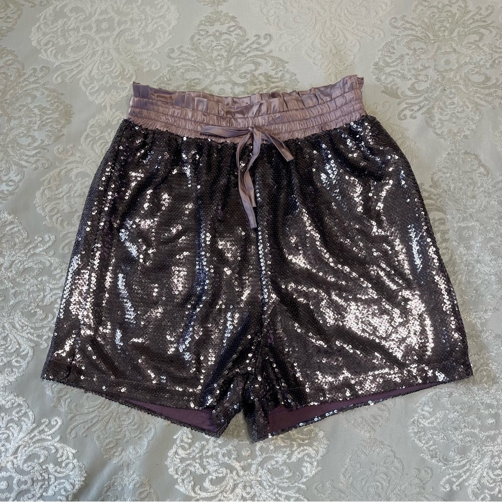 Hayden Purple High Waist Sequined Shorts Size Small NWT